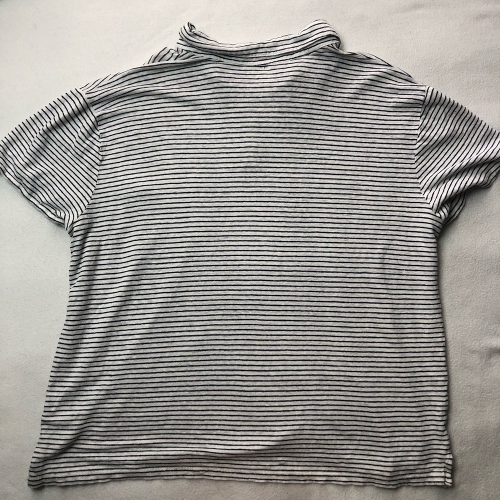 Vince Short Sleeve Striped Polo Shirt Linen - Picture 6 of 7